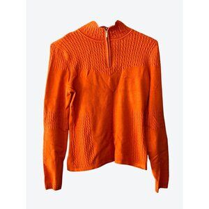 Nils Sportswear Women's Small Long Sleeve 1/4 Zip Orange Pullover Sweater